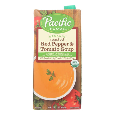 Pacific Natural Foods Organic Roasted - Red Pepper And Tomato Soup Light In Sodium - Case Of 12 - 32 Fl Oz. - Orca Market