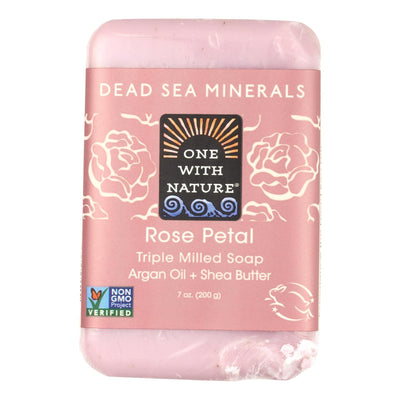 One With Nature Dead Sea Mineral Rose Petal Soap - 7 Oz - Orca Market