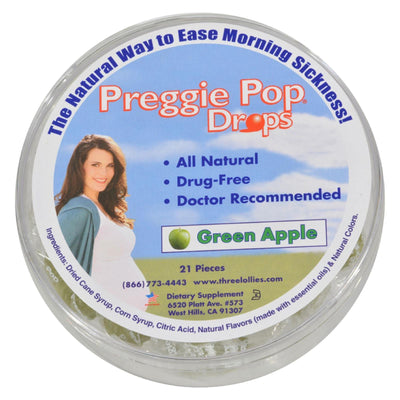 Three Lollies Preggie Pop Drops Natural Green Apple - 21 Pieces - Orca Market