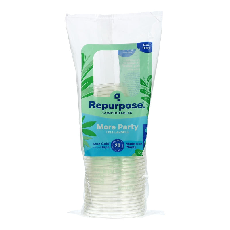 Repurpose Clear Compostable Cups - Case Of 12 - 20 Count - Orca Market