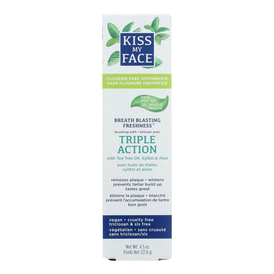 Kiss My Face Toothpaste - Triple Action - Fluoride Free - Gel - 4.5 Oz - Orca Market