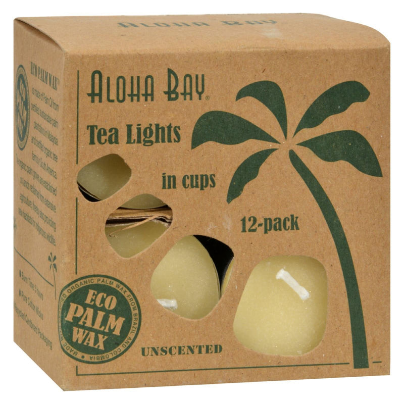 Aloha Bay - Palm Wax Tea Lights With Aluminum Holder Cream - 12 Candles - Orca Market