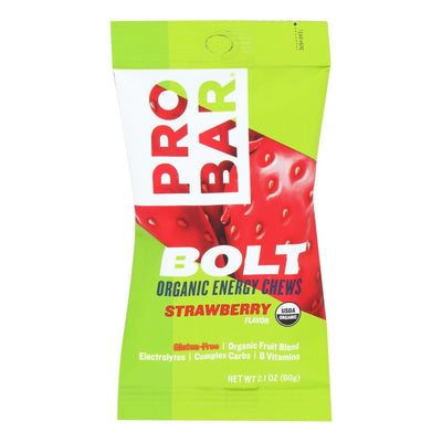 Probar Bolt Energy Chews - Organic Strawberry - 2.1 Oz - Case Of 12 - Orca Market