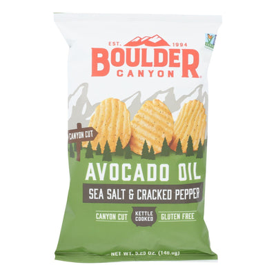 Boulder Canyon - Avocado Oil Canyon Cut Potato Chips - Sea Salt And Cracked Pepper - Case Of 12 - 5.25 Oz. - Orca Market