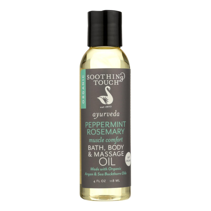 Soothing Touch Bath Body And Massage Oil - Organic - Ayurveda - Peppermint Rosemary - Muscle Comfort - 4 Oz - Orca Market