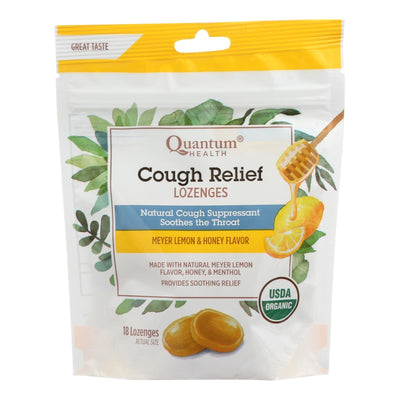 Quantum Research Organic Cough Relief Lozenges - Meyer Lemon & Honey - 18 Count - Orca Market