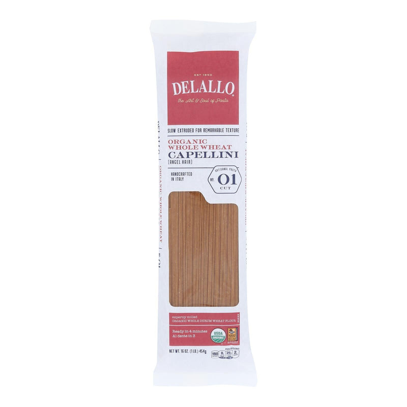 Delallo - Organic Whole Wheat Capellini Pasta - Case Of 16 - 1 Lb. - Orca Market