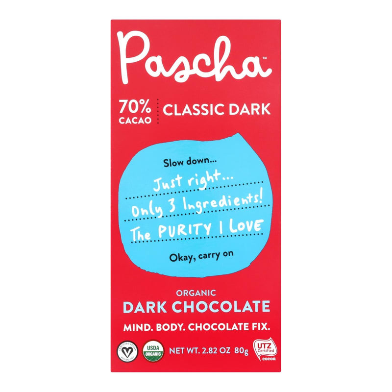 Pascha - Bar Chocolate 70% Cacao - Case Of 10 - 2.82 Oz - Orca Market