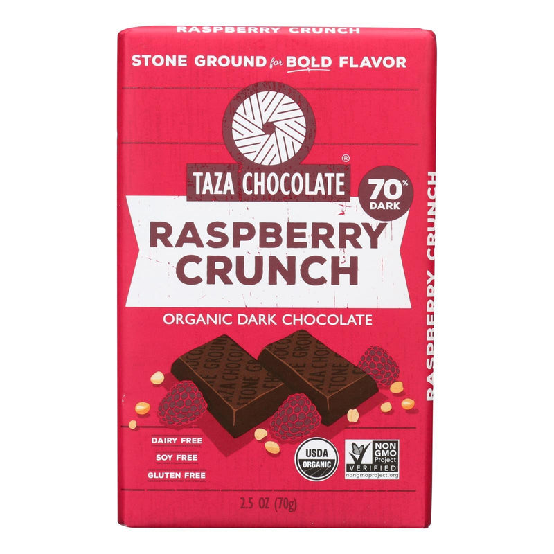 Taza Chocolate Stone Ground Organic Dark Chocolate Bar - Raspberry Crunch - Case Of 10 - 2.5 Oz. - Orca Market