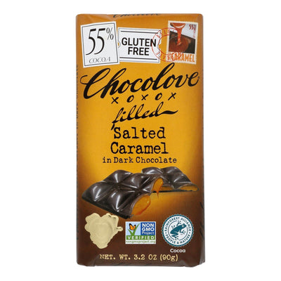 Chocolove Xoxox - Dark Chocolate Bar - Salted Caramel - Case Of 10 - 3.2 Oz - Orca Market