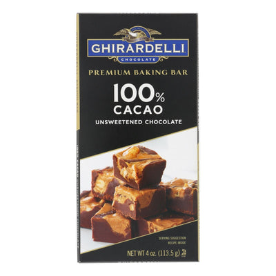 Ghirardelli Premium Baking Bar - 100% Cacao Unsweetened Chocolate - Case Of 12 - 4 Oz - Orca Market