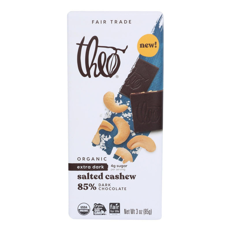 Theo Chocolate - Bar Salted Cshew 85% - Case Of 12-3 Oz - Orca Market