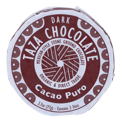 Taza Chocolate Organic Chocolate Mexicano Discs - 100 Percent Dark Chocolate - Cacao Puro - 2.7 Oz - Case Of 12 - Orca Market