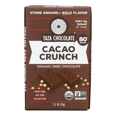 Taza Chocolate Stone Ground Organic Dark Chocolate Bar - Cacao Crunch - Case Of 10 - 2.5 Oz. - Orca Market