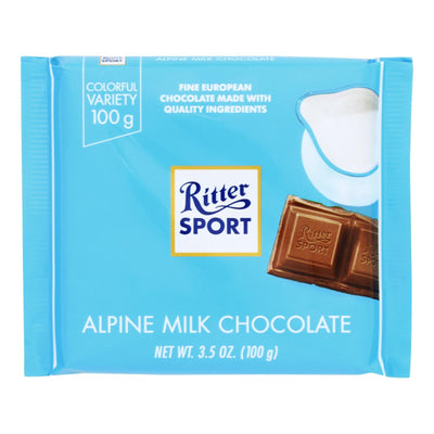 Ritter Sport Chocolate Bar - Milk Chocolate - 30 Percent Cocoa - Alpine - 3.5 Oz Bars - Case Of 12 - Orca Market