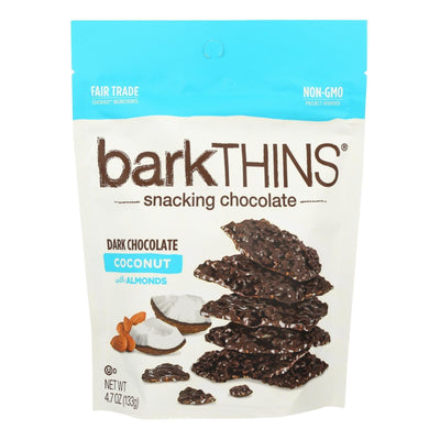 Bark Thins Snacking Chocolate - Dark Chocolate Toasted Coconut With Almonds - Case Of 12 - 4.7 Oz. - Orca Market