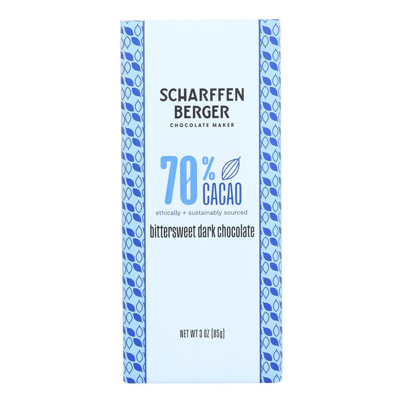 Scharffen Berger Chocolate Bar - Dark Chocolate - 70 Percent Cacao - Bittersweet - 3 Oz Bars - Case Of 12 - Orca Market