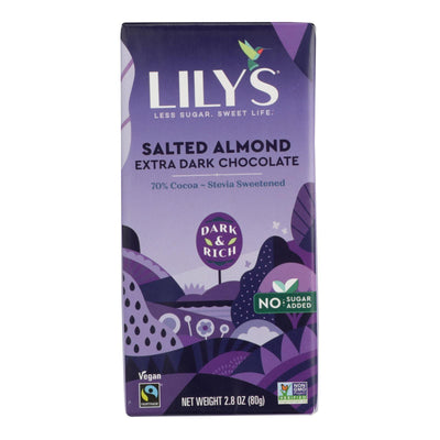 Lily's Sweets Chocolate Bar - Salted Almond - Case Of 12 - 2.80 Oz. - Orca Market