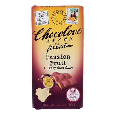 Chocolove Xoxox - Bar Filled Passionfruit Ruby - Case Of 10 - 3.2 Oz - Orca Market