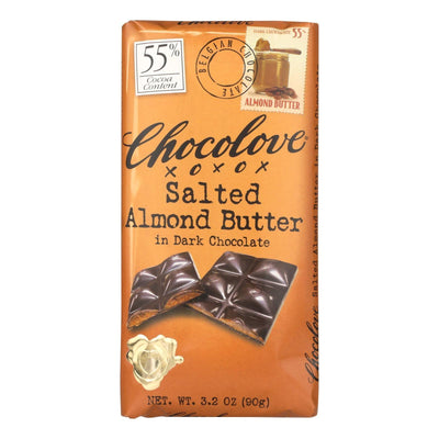 Chocolove Xoxox - Dark Chocolate Bar - Salted Almond Butter - Case Of 10 - 3.2 Oz - Orca Market