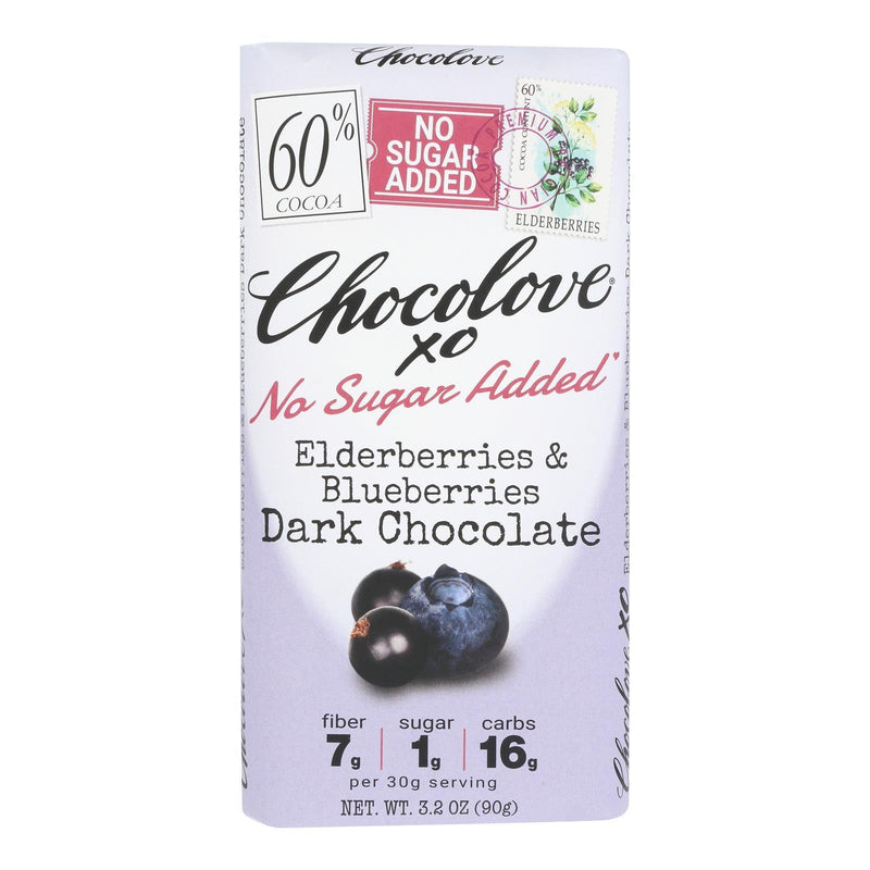 Chocolove - Bar Xo Elderberry Blueberry Dark Chocolate - Case Of 12-3.2 Oz - Orca Market