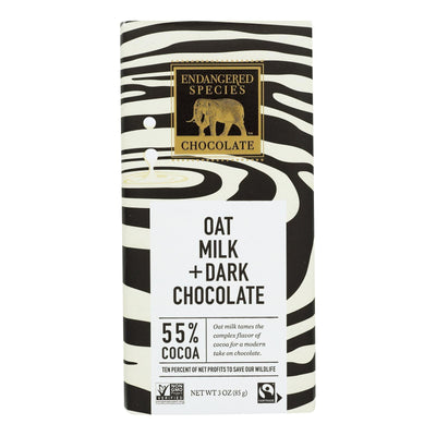 Endangered Species Chocolate - Dark Chocolate Oat Milk 55% Cca - Case Of 12-3 Oz - Orca Market