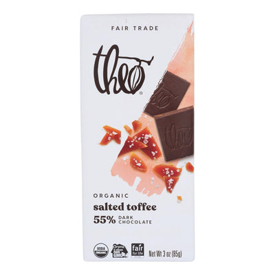 Theo Chocolate Salted Toffee - 55 Percent Dark Chocolate - Case Of 12 - 3 Oz. - Orca Market