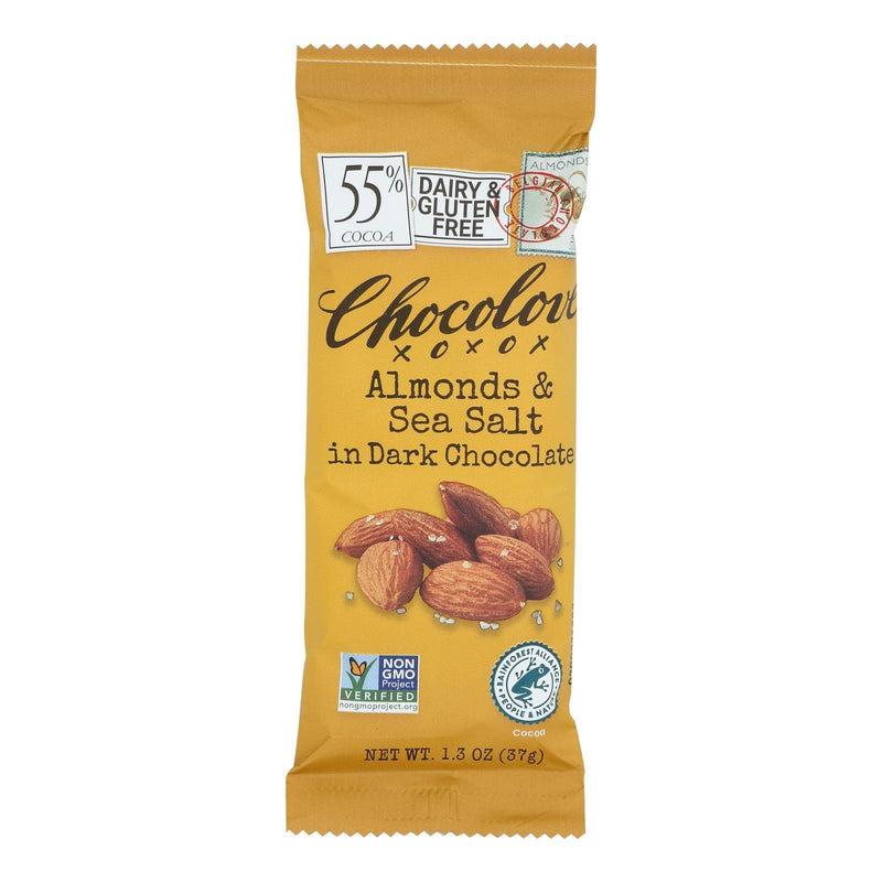 Chocolove Xoxox - Premium Chocolate Bar - Dark Chocolate - Almonds And Sea Salt - Mini 1.3 Oz Bars - Case Of 12 - Orca Market