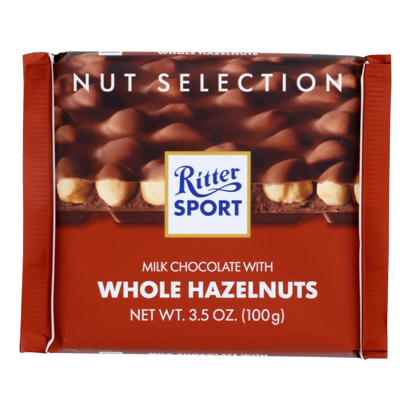 Ritter Sport Chocolate Bar - Milk Chocolate - Whole Hazelnuts - 3.5 Oz Bars - Case Of 10 - Orca Market