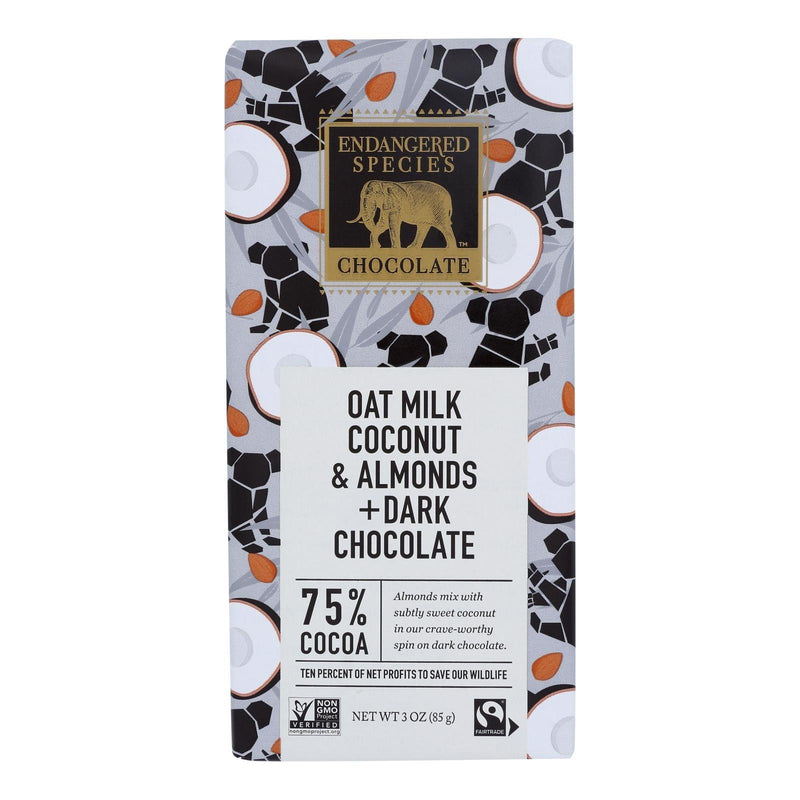 Endangered Species Chocolate - Dark Chocolate Coconut Almond Oat Milk - Case Of 12-3 Oz - Orca Market