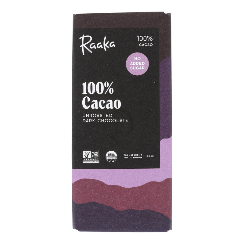 Raaka Chocolate - Bar 100% Cacao - Case Of 12 - 1.8 Oz - Orca Market