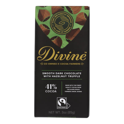 Divine - Bar Dark Chocolate Hazelnut Trffl - Case Of 12 - 3 Oz - Orca Market