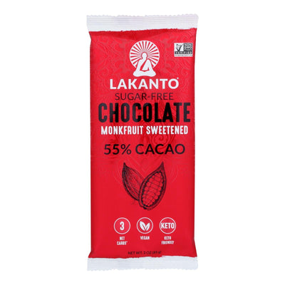 Lakanto - Monkfruit Sweetened Chocolate Bar - 55% Cocoa - Case Of 8 - 3 Oz. - Orca Market