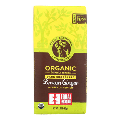 Equal Exchange Organic Dark Chocolate Lemon Ginger With Black Pepper - Lemon Ginger - Case Of 12 - 2.8 Oz. - Orca Market