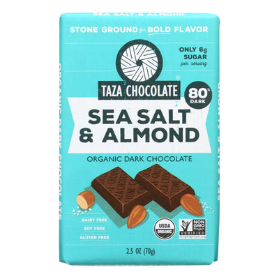 Taza Chocolate Stone Ground Organic Dark Chocolate Bar - Sea Salt And Almond - Case Of 10 - 2.5 Oz. - Orca Market