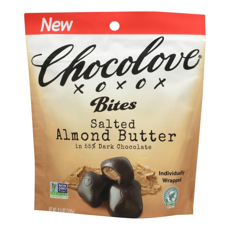 Chocolove Xoxox - Bites - Dark Chocolate Almonds And Sea Salt - Case Of 8 - 3.5 Oz. - Orca Market