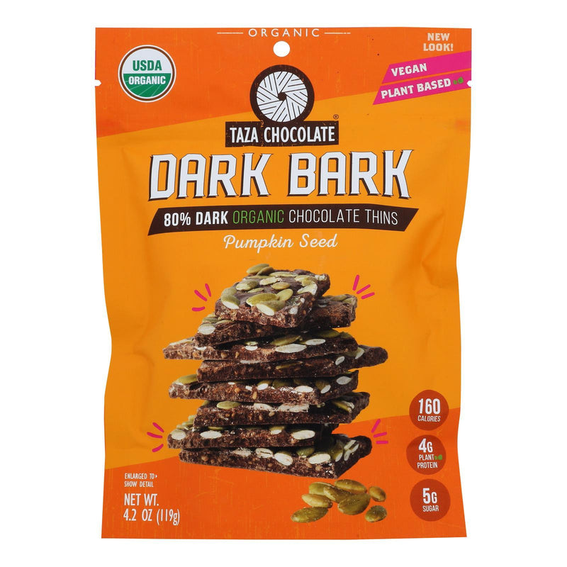 Taza Chocolate Organic Dark Bark Chocolate - Pumpkin Seed - Case Of 12 - 4.2 Oz - Orca Market