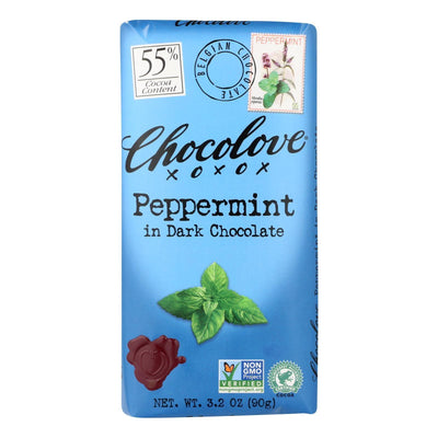 Chocolove Xoxox - Premium Chocolate Bar - Dark Chocolate - Peppermint - 3.2 Oz Bars - Case Of 12 - Orca Market