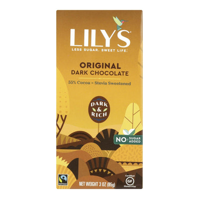 Lily's Sweets Chocolate Bar - Dark Chocolate - 55 Percent Cocoa - Original - 3 Oz Bars - Case Of 12 - Orca Market