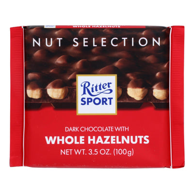 Ritter Sport Chocolate Bar - Dark Chocolate - Whole Hazelnuts - 3.5 Oz Bars - Case Of 10 - Orca Market