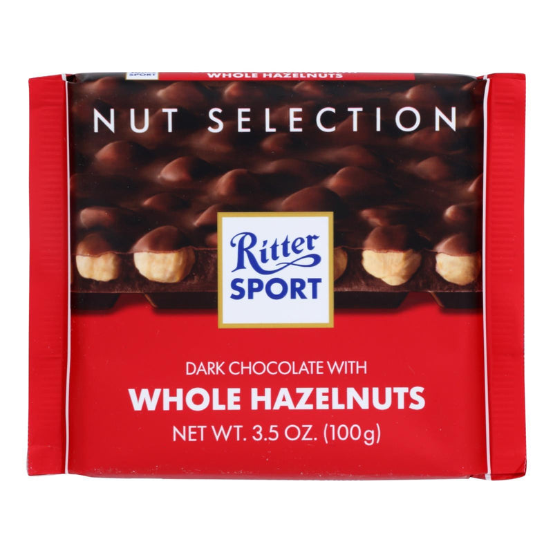 Ritter Sport Chocolate Bar - Dark Chocolate - Whole Hazelnuts - 3.5 Oz Bars - Case Of 10 - Orca Market