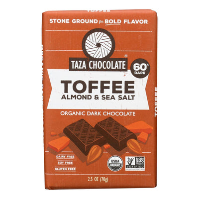 Taza Chocolate Stone Ground Organic Dark Chocolate Bar - Toffee Almond And Sea Salt - Case Of 10 - 2.5 Oz. - Orca Market