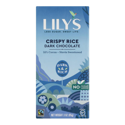 Lily's Sweets Chocolate Bar - Dark Chocolate - 55 Percent Cocoa - Crispy Rice - 3 Oz Bars - Case Of 12 - Orca Market