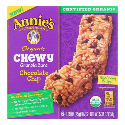 Annie's Homegrown Organic Chewy Granola Bars Chocolate Chip - Case Of 12 - 5.34 Oz. - Orca Market