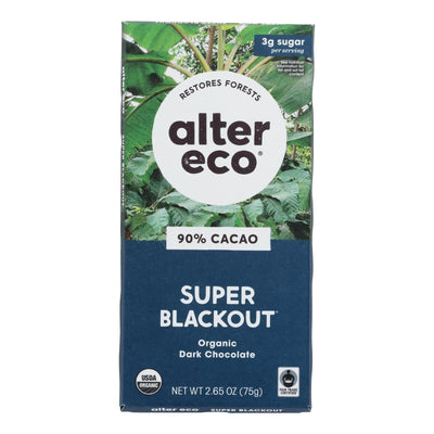 Alter Eco Americas Organic Chocolate Bar - Dark Super Blackout - Case Of 12 - 2.65 Oz - Orca Market