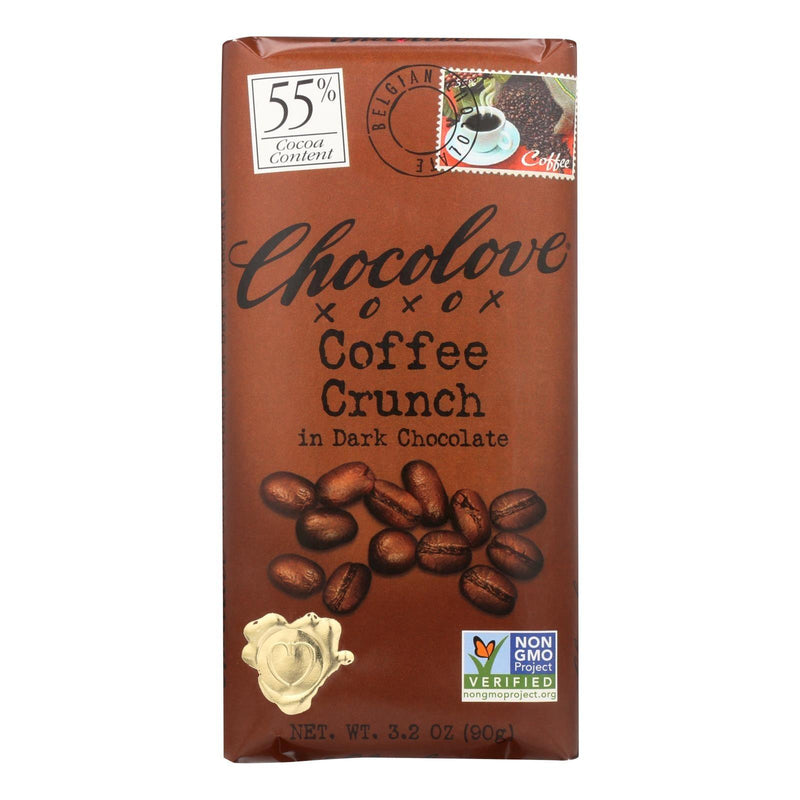 Chocolove Xoxox - Premium Chocolate Bar - Dark Chocolate - Coffee Crunch - 3.2 Oz Bars - Case Of 12 - Orca Market