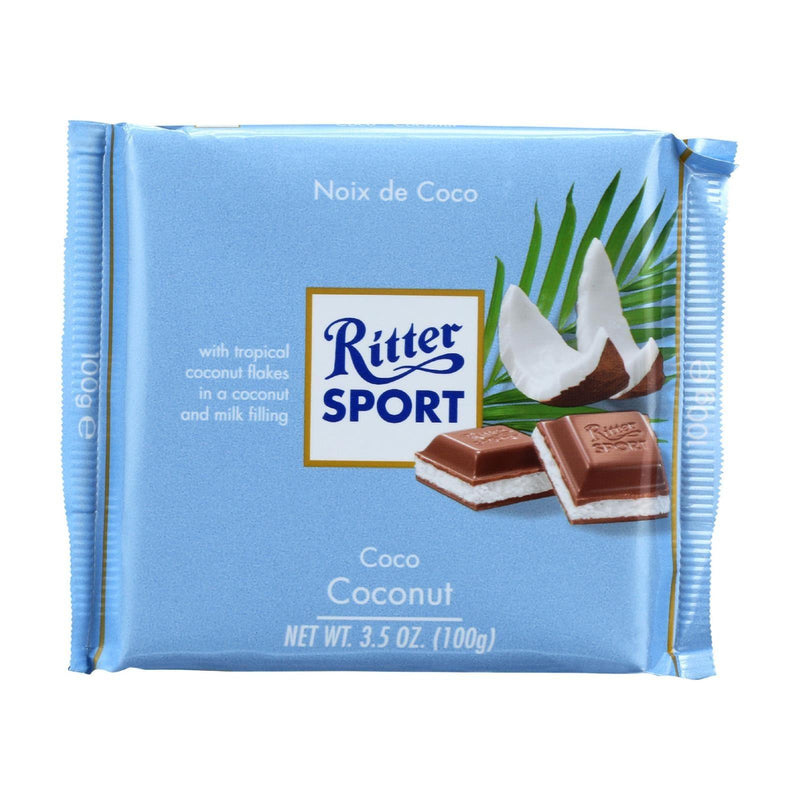 Ritter Sport Chocolate Bar - Milk Chocolate - Coconut - 3.5 Oz Bars - Case Of 12 - Orca Market