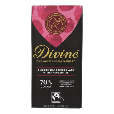 Divine - Bar Dark Chocolate W/raspberry - Case Of 12 - 3 Oz - Orca Market