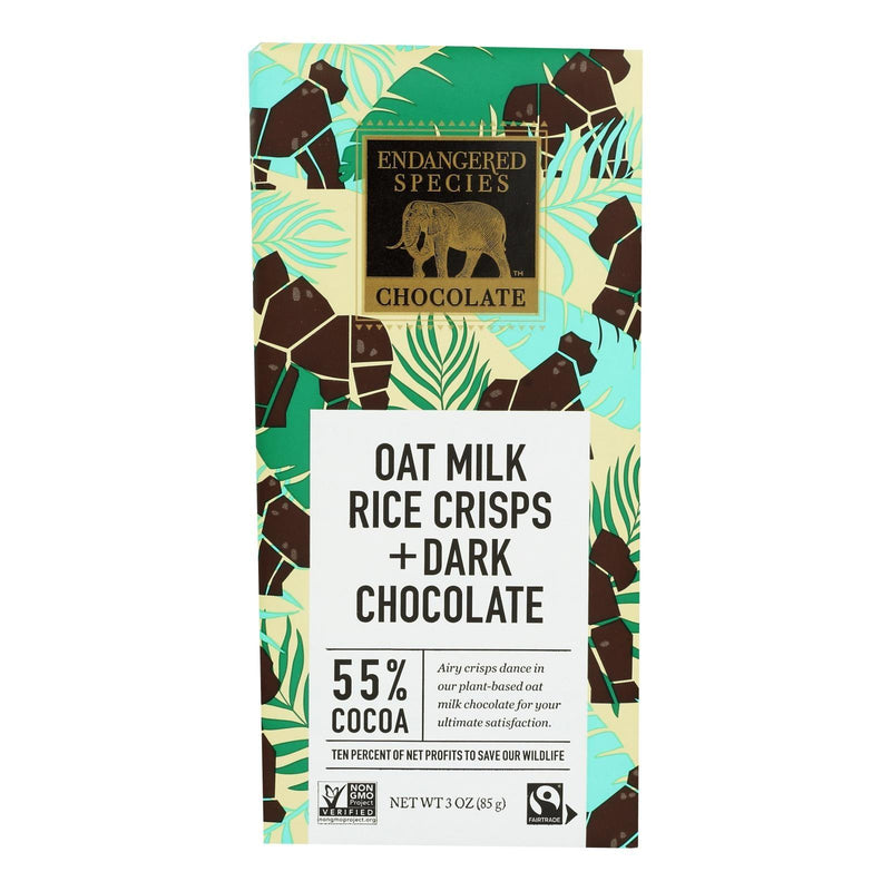 Endangered Species Chocolate - Dark Chocolate Rice Crisp Oat Milk - Case Of 12-3 Oz - Orca Market