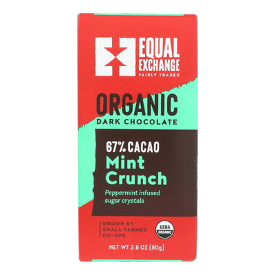 Equal Exchange Organic Dark Chocolate Bar - Mint Crunch - Case Of 12 - 2.8 Oz. - Orca Market